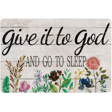 Décoration murale « Confie-le à Dieu et dors » - Plaque métallique 30 x 20 cm - Lettres décoratives pour chambre à coucher - Décoration