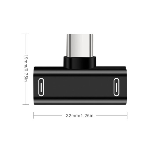 Διαχωριστής USB C 2 σε 1 Προσαρμογέας φόρτισης ήχου USB C και PD Ακουστικά ήχου τύπου C 2