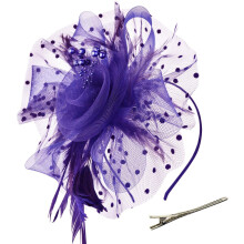 Fascinator-Hut, verziert mit Blumen, Netzbändern, Federn und einem Haarclip, Teeparty-Kopfschmuck für Mädchen und Frauen