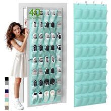 Organisateur de chaussures à suspendre à la porte avec 40 poches en filet respirant – Étagère suspendue peu encombrante pour entrée, chambre