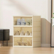Rangement à chaussures pliable et portable avec porte magnétique transparente, 3 niveaux, 6 paires, idéal pour l'entrée ou le placard.