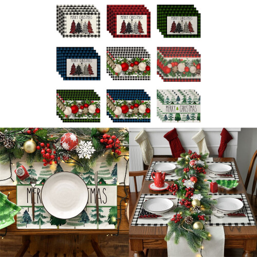 4-Pack Festive Linen Placemats 32x45cm 1