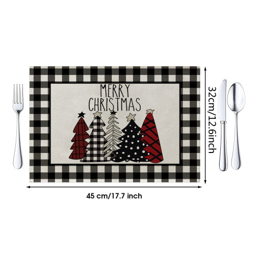 4-Pack Festive Linen Placemats 32x45cm 2