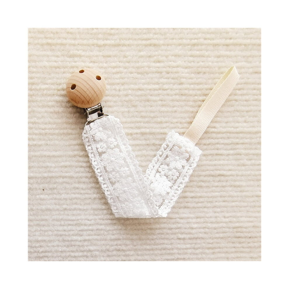Embroidered Baby Embroidered Pacifier Chain Baby Teether Small Toys Anti-falling Chain Beech Wood Pacifier Clip Lanyard
