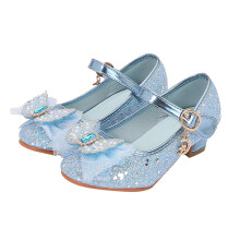 Botas e sandálias infantis femininas com bico fechado, salto alto, lantejoulas e laço para festas e eventos. Botas para bebês e crianças