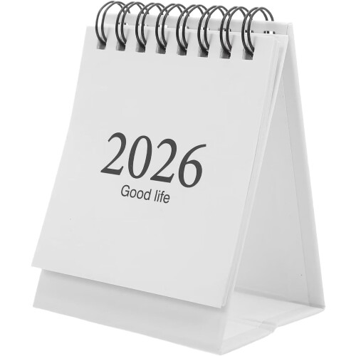 Mini-Tischkalender 2026-2027, aufklappbar, mit Aufklebern
