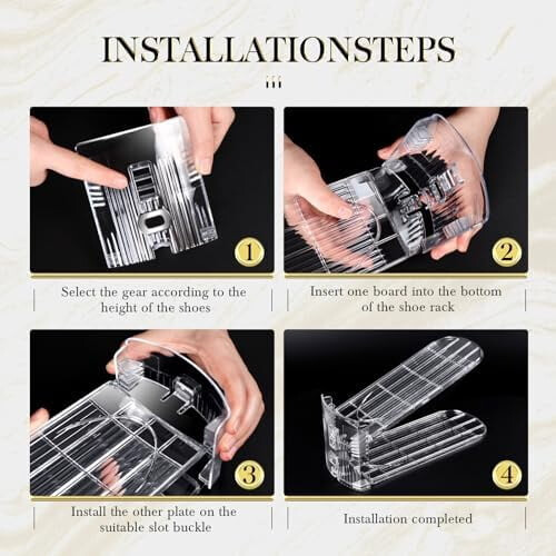 Shoe Slot Organizer – Adjustable 3-Height, Transparent, 2
