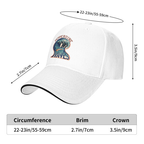 Πανεπιστήμιο Pepperdine Unisex καπέλα μπέιζμπολ, καπέλα σάντουιτς, καπέλο μπαμπά, casual 2