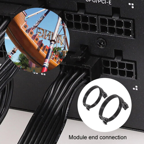 PCIe 8-pins til 8-pins (6+2) strømkabel for GPU eller CPU 1