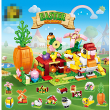 Set de construcție 12 în 1 cu căsuță de pui și iepuraș – Cadou de Paște/zi de naștere pentru copii de 6+ ani, compatibil cu LEGO