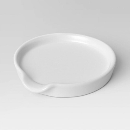 Stoneware Spoon Rest - Threshold: White Ceramic Spoon Holder, Dishwasher-Safe, 5.25" x 5" 1