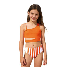 Dievčenské plavky, štýlové bikiny s volánikom na jedno rameno pre dievčatá, plážové plavky, dvojdielny outfit na letnú bazénovú párty,