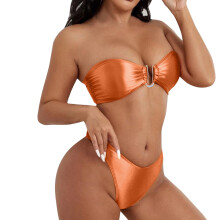 Bikinisets voor dames, bandeau bikiniset, push-up badpak, tweedelig strandpak voor zwembad en zee, damesbikini, oranje, S