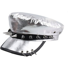 Damen-Yachtkapitänsmütze, Matrosenhut, nietenbesetztes Leder, Schiebermütze, Taxifahrermütze, Punkrocker-Mütze