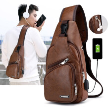 Sling Bag - Sling Bag pre mužov a ženy, batoh cez rameno, náprsné tašky, crossbody batoh s otvorom na slúchadlá na turistiku, kempovanie,