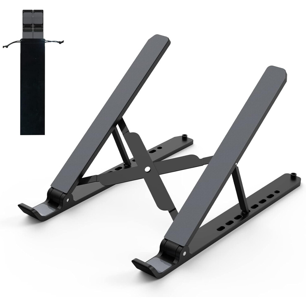 Adjustable Laptop Stand For 10-15.6Â Laptops & Tablets, Abs+Silicone, Foldable, Ventilated, Portable, Â Compatible With Macbook, Dell, Hp, Black 9555307522201