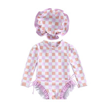 Girls Ruffle Swimsuit with Floral Print – Purple Tankini for 6–12M, Beach & Pool Swimwear