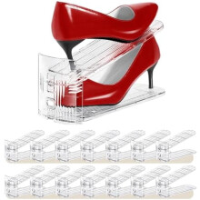 Lot de 15 range-chaussures – 3 niveaux réglables, supports double couche gain de place pour placard (transparents), compatibles avec les