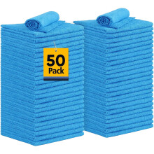 Chiffons de nettoyage en microfibre, lot de 50, 29 x 29 cm, non pelucheux, réutilisables, multicolores – pour voiture, cuisine, garage et