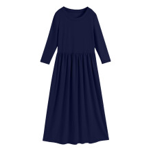 Blumenmädchenkleid für Kleinkinder – Marineblaues, langärmeliges Maxikleid mit Rundhalsausschnitt, Prinzessinnenkleid, bequeme Freizeitkleidung,