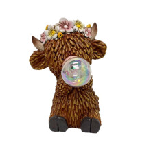 Lampe solaire gonflable en forme de vache, figurine animale en résine, étanche, pour jardin, terrasse ou patio. Décoration d'ambiance.