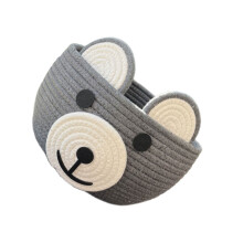 Panier rond en coton, amusant et pratique, orné de motifs d'oursons, idéal pour ranger les jouets et les goûters des enfants à la maison.