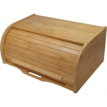Large Bamboo Bread Box with Roll Top – Kitchen Counter Organizer, Compatible with Kitchen Countertops
