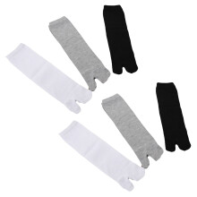 6 Pairs Japanese Flip Flop Sandal Split Toe Tabi Geta Zori Socks White+Black+Grey