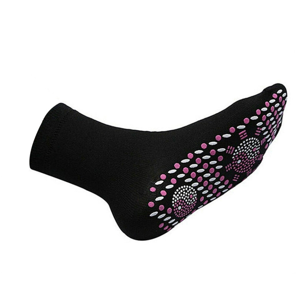 Black Far Infrared Therapy Socks Unisex For Men And Women Heating Magnetic Insoles For Circulation And Foot Comfort 2 Pairs