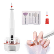 Portable Nail Drill Kit with UV LED Lamp, 6 Bits, Rechargeable Base, 5 Speeds – Compatible with Gel Polish