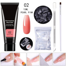 Kit de Gel para Extensão de Unhas, Gel Construtor Transparente Nude para Teste de Alongamento de Unhas Francesas com Miniaturas de 15ml