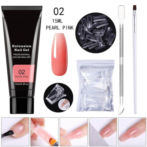 Σετ νυχιών Poly Extension Gel, Clear Builder Jelly Gel Nude Poly για δοκιμαστική ενίσχυση νυχιών με μίνι