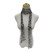 Lenço feminino brilhante com lantejoulas em formato de flor, design vazado, lenço fino com detalhes brilhantes, acessório de moda, prateado.