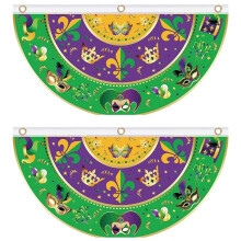 Drapeau en forme d'éventail pour Mardi Gras, guirlande, carnaval, bal masqué, demi-drapeau, décorations suspendues pour Mardi Gras à la