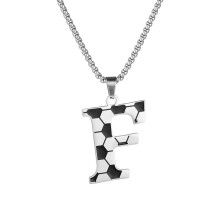 Men's A-Z letter soccer pendant necklace stainless steel