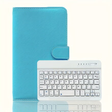 Portable Wireless Wireless Keyboard with Stand: Full-Size, Foldable, and Charging for Smartphones, Tablets, and Laptops - Black PU Leather