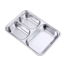 Plato llano de acero inoxidable con tapa de 25 cm (10 pulgadas)