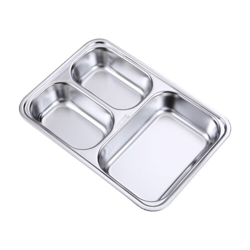 Assiette plate en acier inoxydable avec couvercle 25 cm
