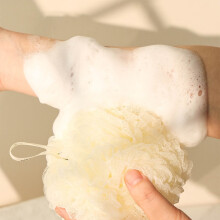 Flor de Banho dos Sonhos, Bola de Banho Esfoliante Macia e que Não Espalha Fibras, para Banho, Chuveiro e Banho de Imersão, Cor Sólida Branca