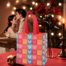 1 sac cadeau réutilisable pour la Saint-Valentin avec poignées, sac à friandises non tissé, 23 x 10 x 23 cm, articles de fête