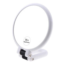 30x Magnifying Handheld Mirror,Travel Folding Hand Held Mirror,Double Sided Pedestal Makeup Mirror with 1/30x Magnification (White)