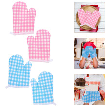 Lot de 2 paires de maniques de cuisine pour enfants, résistantes à la chaleur, à carreaux, pour la cuisson et la pâtisserie. Gants de cuisine