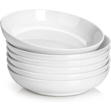 Ensemble de 6 bols à pâtes et à salade de 21,5 cm (8,5 po), en céramique blanche naturelle de 950 ml (32 oz), compatibles avec le micro-ondes et