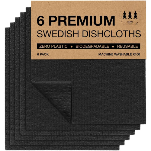 Paños de cocina biodegradables suecos (paquete de 6)