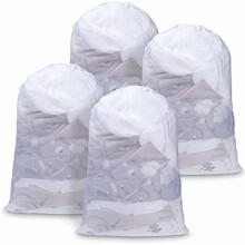 Large Mesh Laundry Bag 2436", Heavy Duty Drawstring, Lockable, Machine Washable, for Travel/Dorms/Storage – 4pcs, White