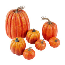 Set di 6 zucche artificiali arancioni per decorazioni autunnali