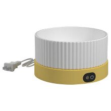 Large White Heated Water Bowl, Automatic Pet Fountain with Adjustable 3-Temperature Settings & Ceramic Base, Anti-Freeze