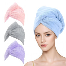 QIANJIA Microfiber Hair Towel Wrap, Fast Drying Hair Towels for Women, Soft Lightweight Quick Dry Turban for Curly & Long Hair