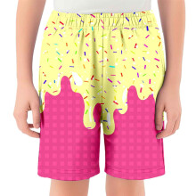 Childrens Casual Ice Print Shorts Baseball Elastic Waistband with Pocket for Boys Girls 2 14 Years Playwear,Z01 Yellow,11-12 Years