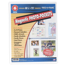 Magnetic Pockets 6-Pack, 8.5x11 Reusable Dry Erase Sheet Protectors for Photos, Calendars, Chore Charts – Compatible with Whiteboards
